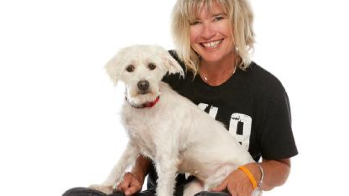 Volunteer Deirdre Willis with a dog