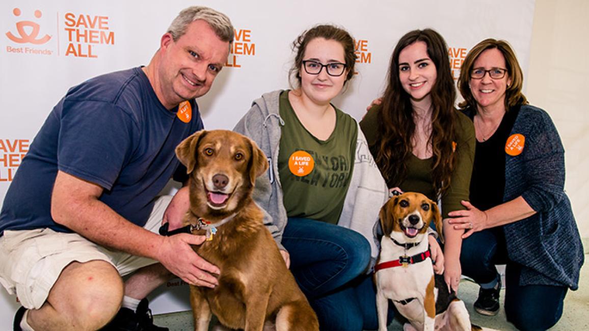 Chelsea being adopted at the Best Friends Super Adoption in New York City