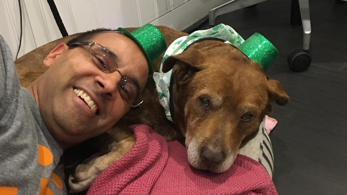 Best Friends volunteer Robert L. with his dog