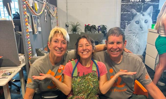 Mark and Kim Spragg at Salt Lake City with Cathy Overfield, a Best Friends employee