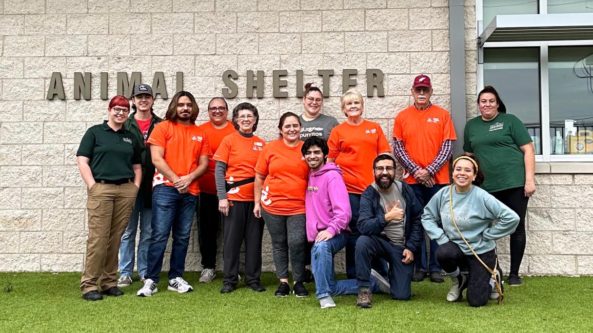 Group of volunteers from a Best Friends in Houston takeover day at a local animal shelter
