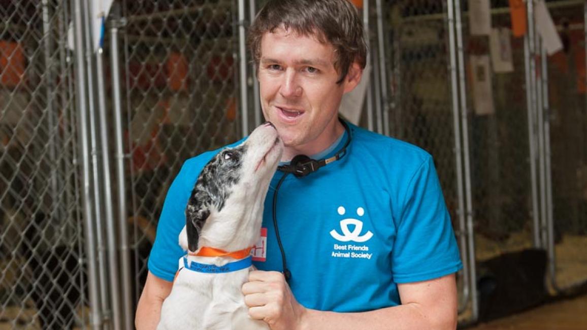 Zach Walker with a dog