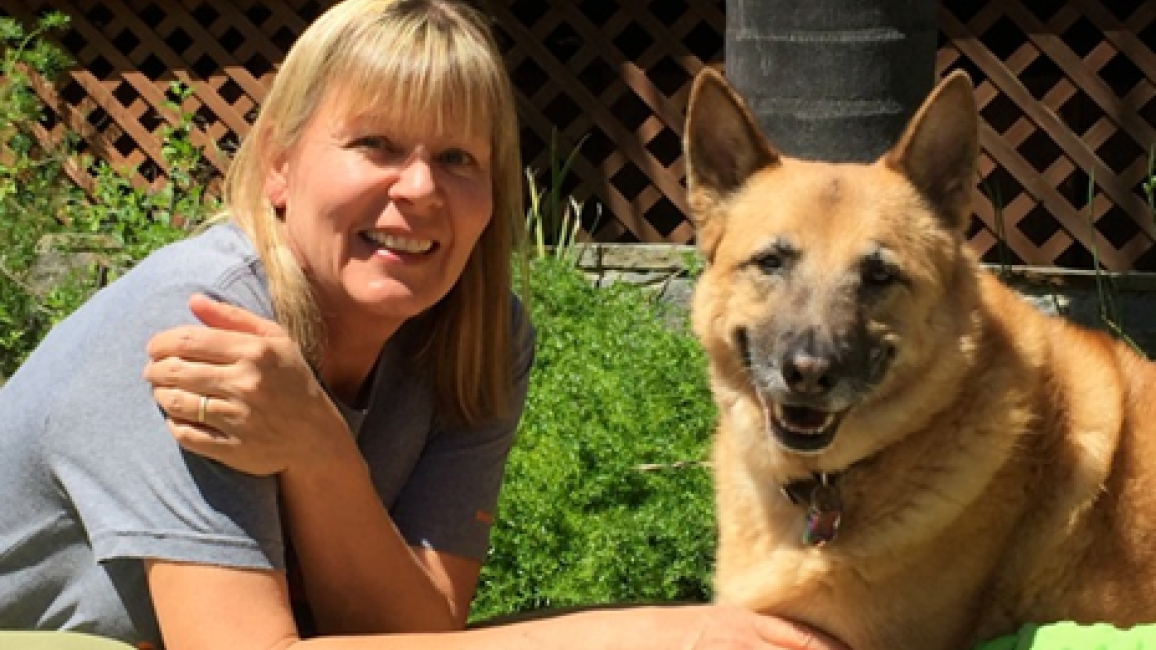 Volunteer Gillian with her dog
