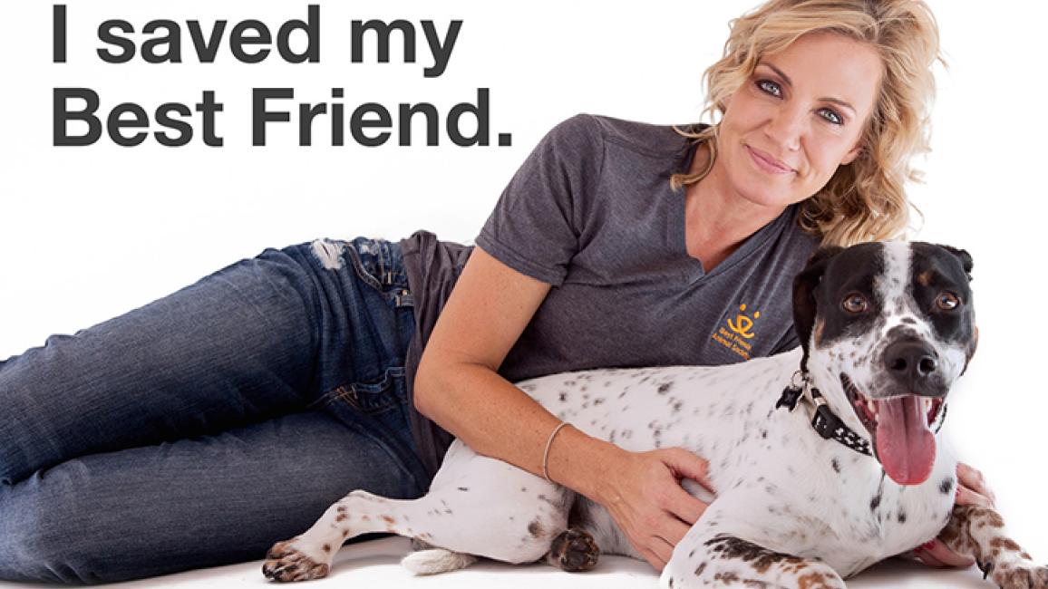 Michelle Beadle with her adopted dog