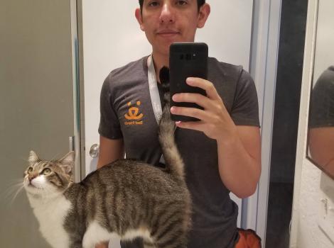 Cesar Huerta with cat