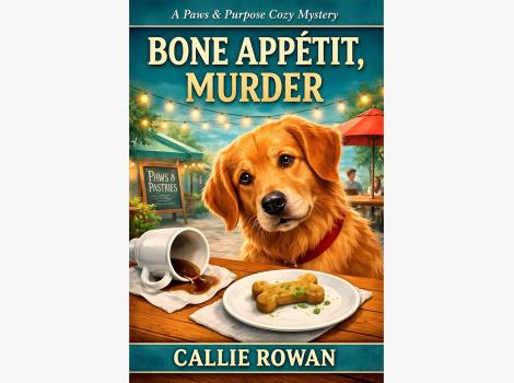 Cover of the book, 'Bone Appétit, Murder: A Dog Cozy Mystery With Café Clues, Poison, and Small-Town Secrets'