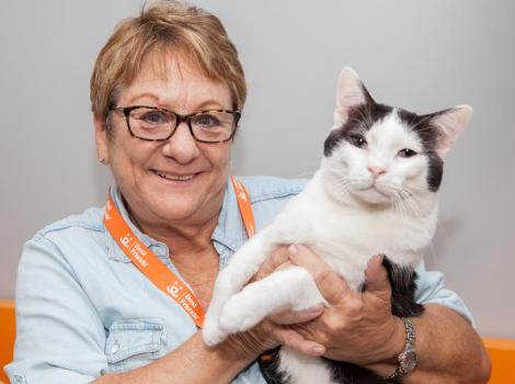 Volunteer Caren with her cat