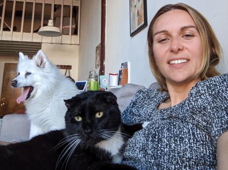 Larry the cat with his new family