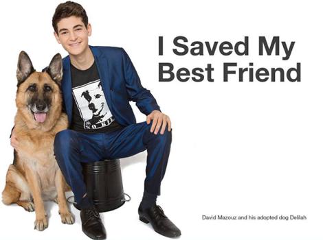 David Mazouz with his adopted dog Delilah
