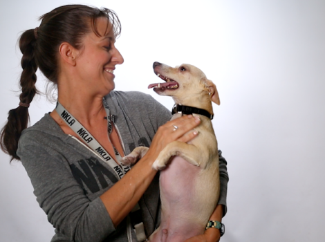 Volunteer Erin LaBrie with her dog