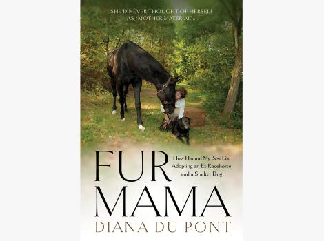 Cover of the book, 'Fur Mama: How I Found My Best Life Adopting an Ex-Racehorse and a Shelter Dog'