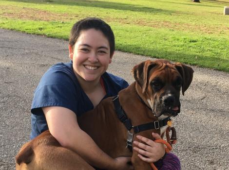 Volunteer Gina G with her dog