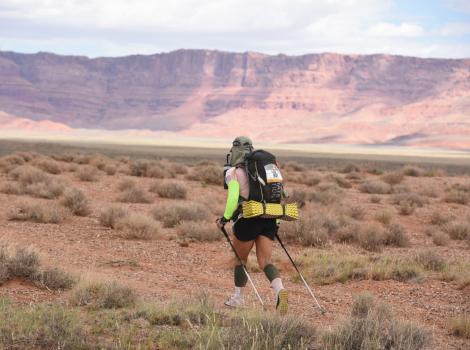 Person competing in a past Grand to Grand Ultra high desert foot race