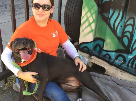 Volunteer Stephanie N. with her dog