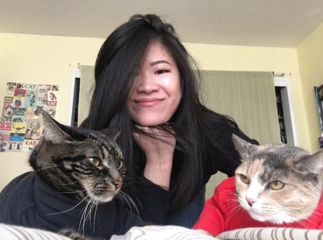 Volunteer Christina Liew and her cats!