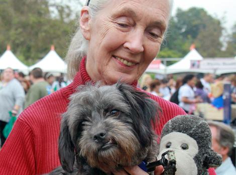 Dr. Jane Goodall and dog