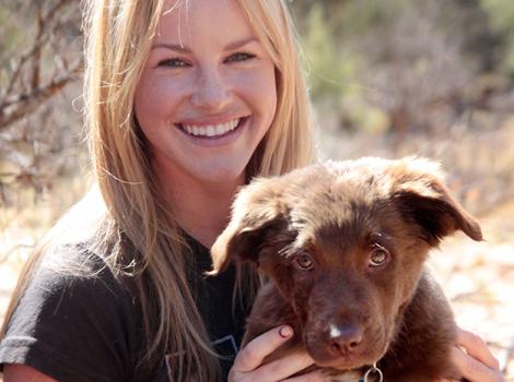 Julie Marie Berman and puppy