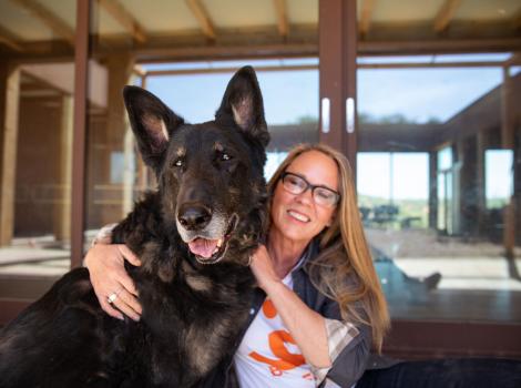 Best Friends CEO Julie Castle with her dog Shadow