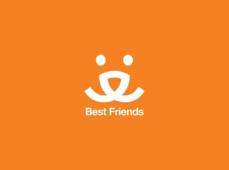 Best Friends Animal Society logo with the words "Best Friends" in white on an orange background
