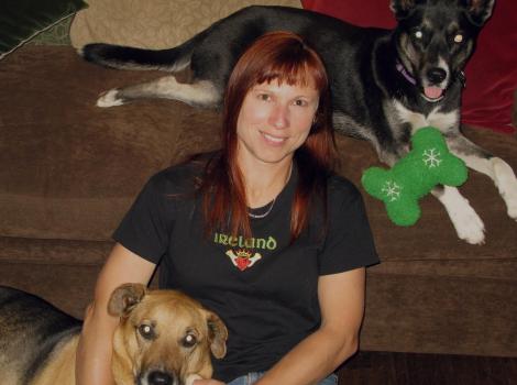 Best Friends in L.A. volunteer Kristin with her two dogs