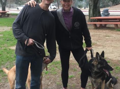 Volunteer Lotta walking a dog