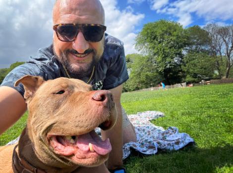 Macchiato the dog with Mo