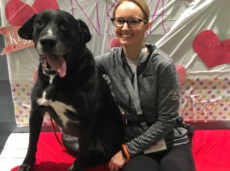 Volunteer Michelle Pratt with her dog
