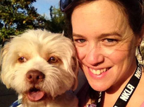 Sara Mayer with a dog