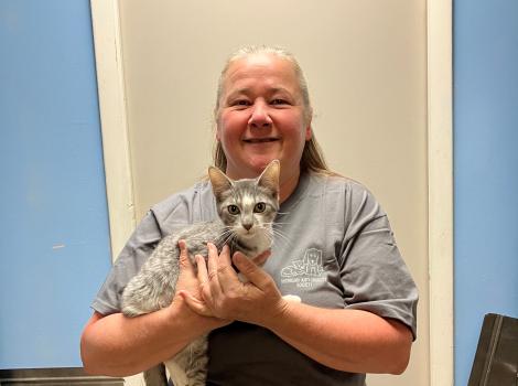 Teresa LaCross holding a cat