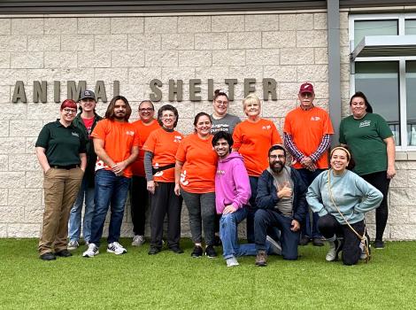Group of volunteers from a Best Friends in Houston takeover day at a local animal shelter