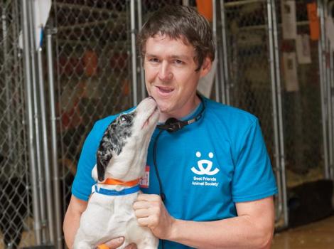 Zach Walker with a dog