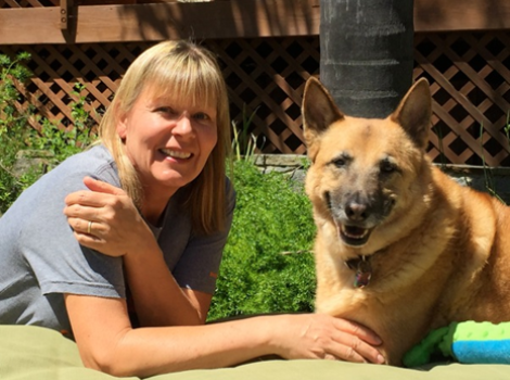 Volunteer Gillian with her dog